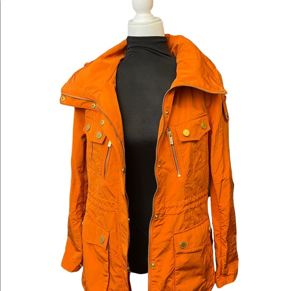 Orange Utility Jacket Pockets Travel 